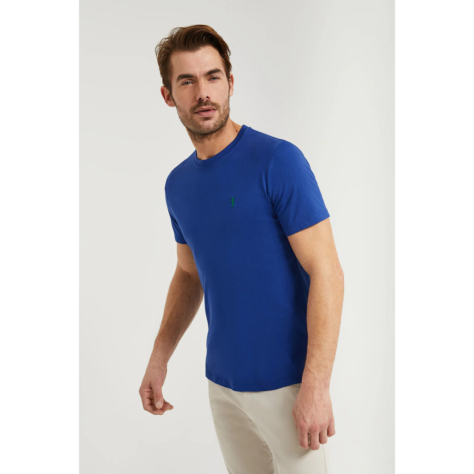 Maglietta basic blu presidenziale in cotone con logo Rigby Go