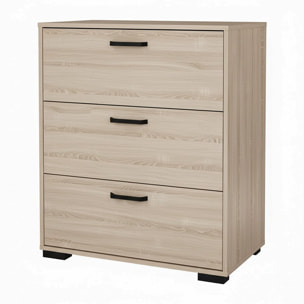 Cassettiera a 3 Cassetti Comò Comodino Mobile Contenitore Salvaspazio Design Moderno Camera da Letto Ingresso Soggiorno 70.2x39.8x82.7 Cm Rovere