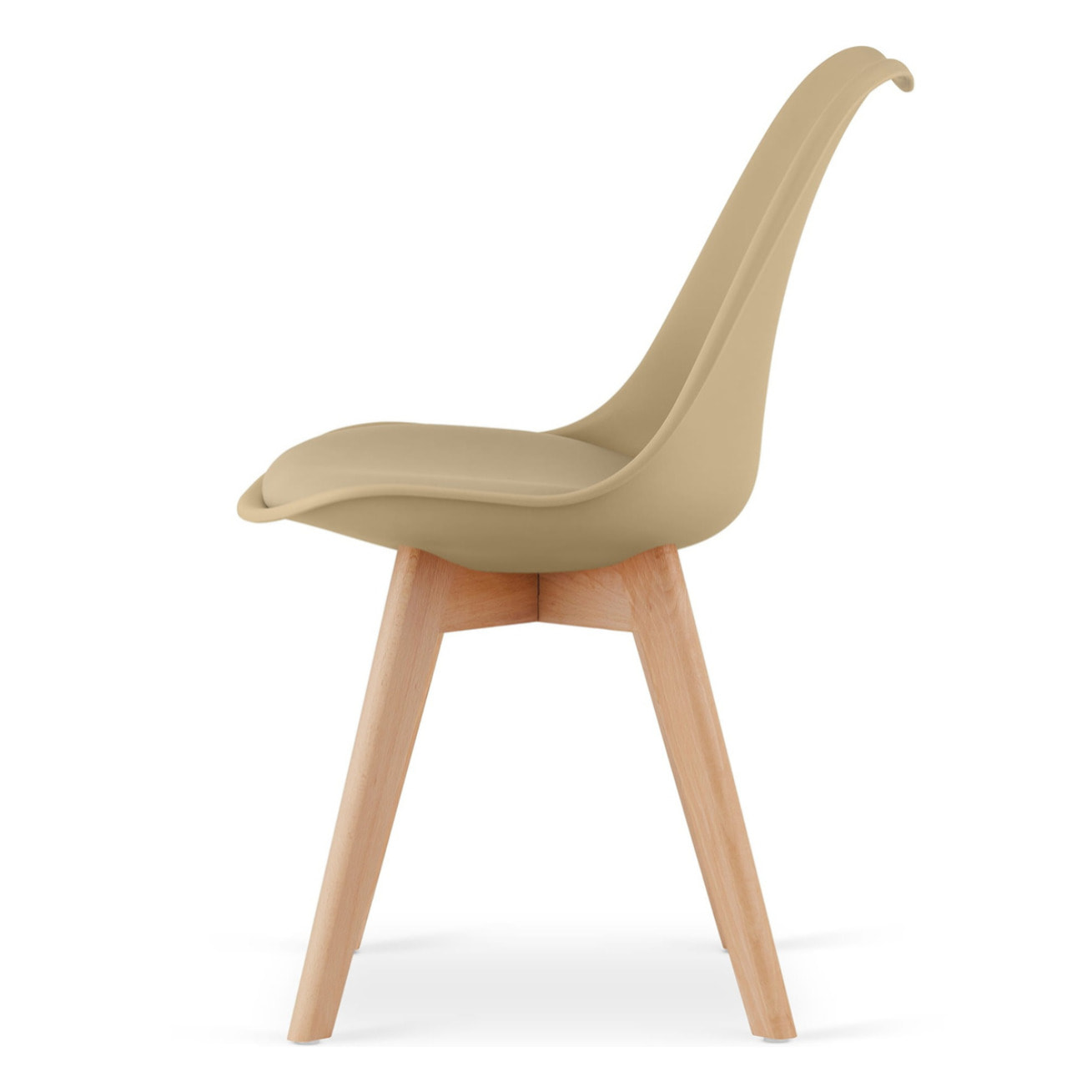 Sedia Mark scandinava in polipropilene beige scuro con gambe in faggio