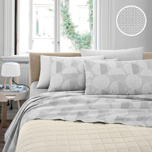 WHITE & WHITE Completo letto matrimoniale 100% cotone stampato sfere grigio