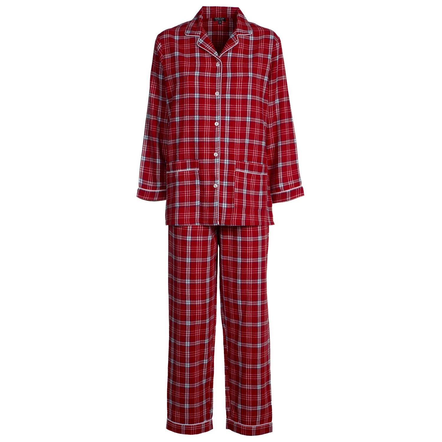 PIGIAMA DONNA in flanella scozzese rosso e bianco
