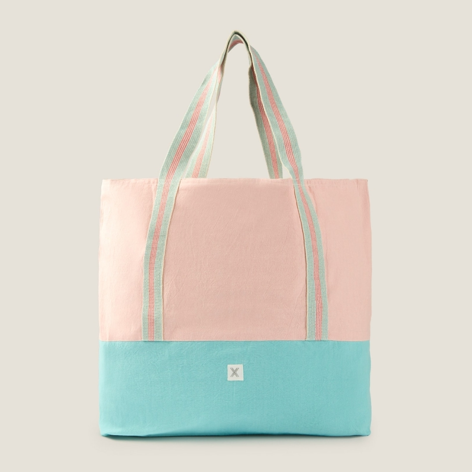 Bolsa grande algodón bicolor Gem color teja coral