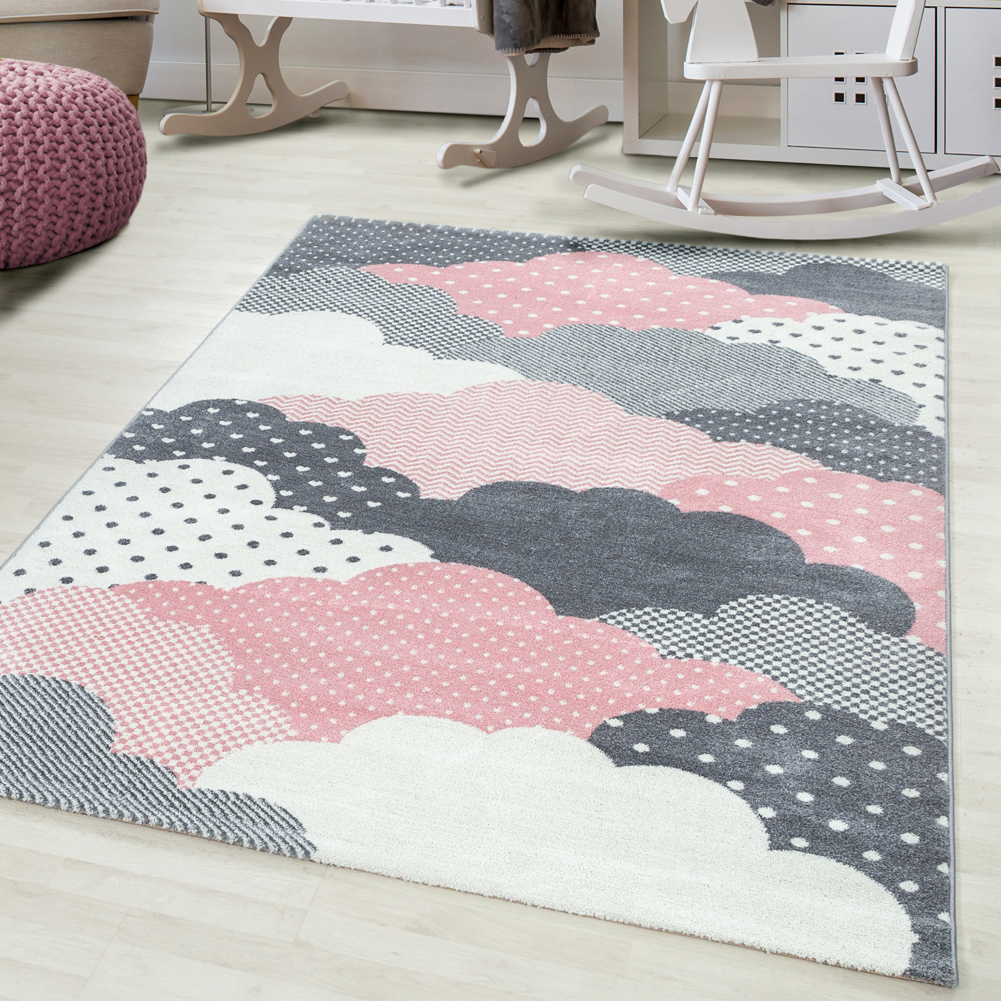 BAMBI - Tapis enfants à motif nuage rose