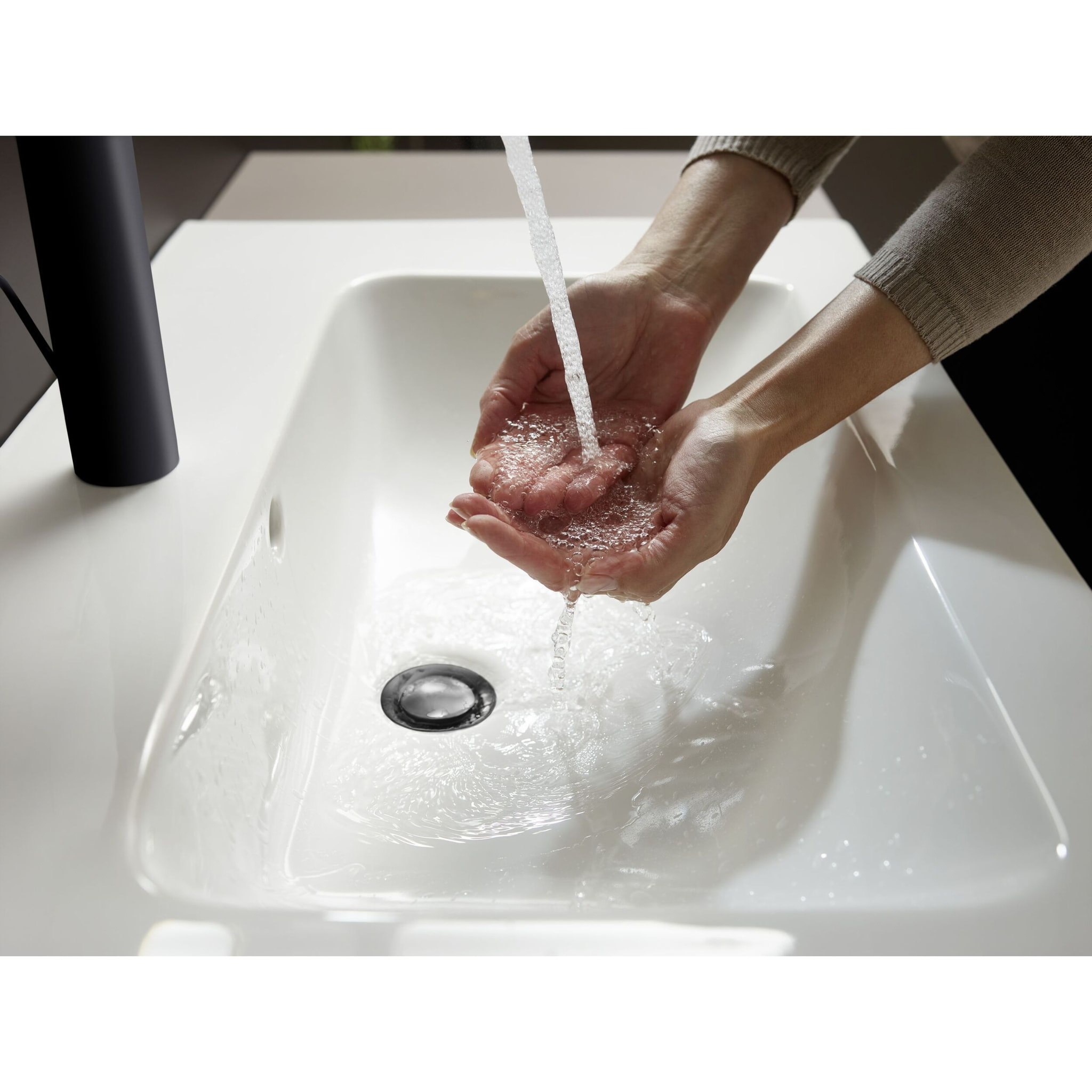 Mitigeur lavabo Vernis Blend 190 avec tirette et vidage, Noir mat