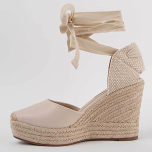 Alpargata De Cuña - Beige - Altura: 10 Cm