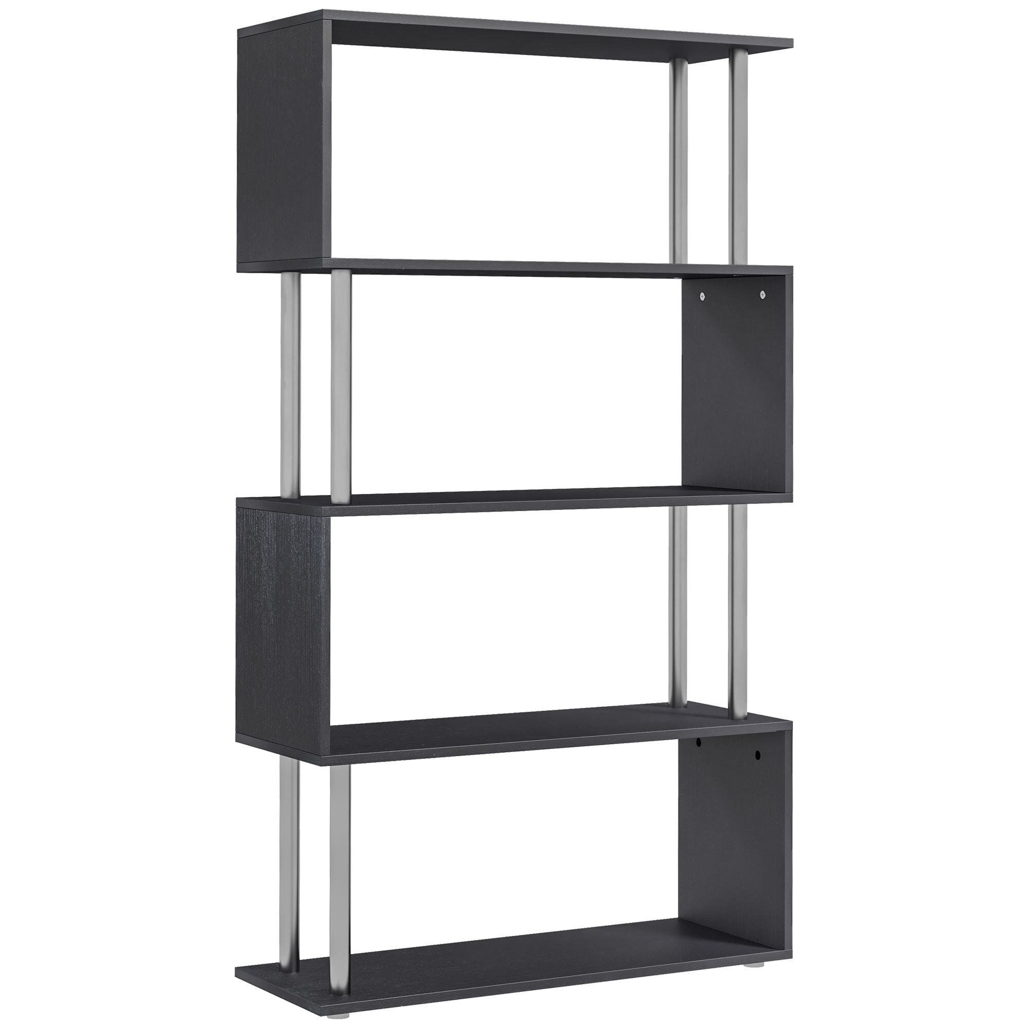 Libreria 145x80x30 cm Madera y Metal Muebles Oficina Estanteria Estante Negro