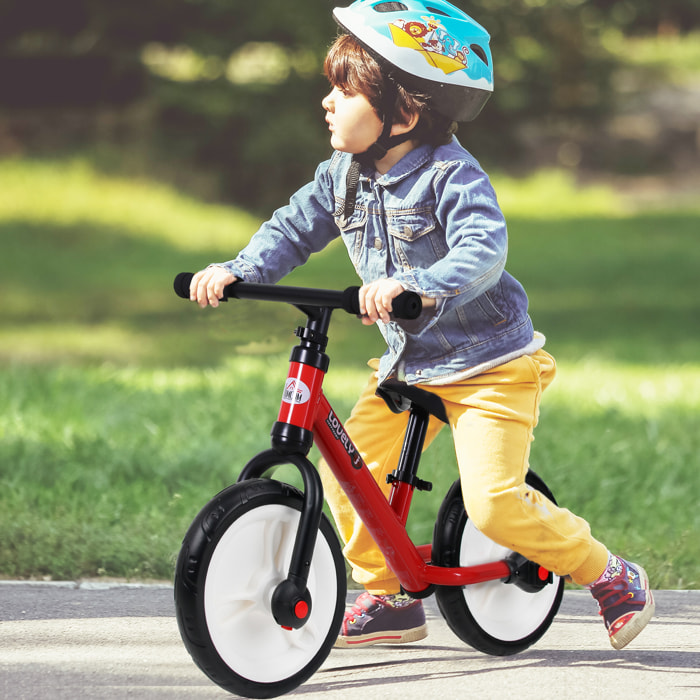 Vélo enfant draisienne 2 en 1 roulettes et pédales amovibles roues 11" hauteur selle réglable acier rouge