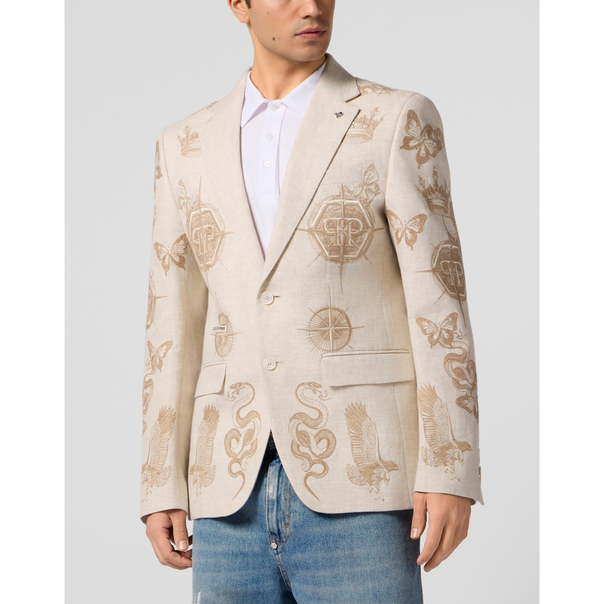PHILIPP PLEIN Gigolo Fit Blazer All-Over Tattoo