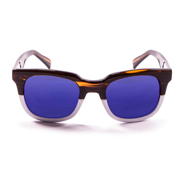 Gafas de sol LENOIR NICE - Marrón y blanco y revo azul lente