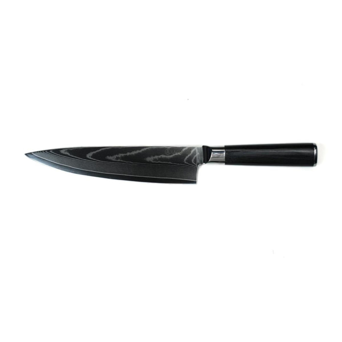 Couteau de chef noir damas 34cm avec étui - "Core"