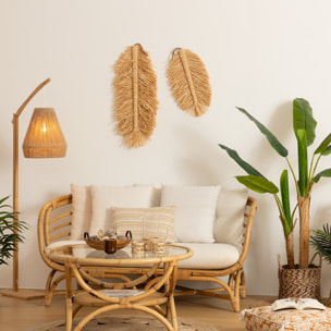 Set de 2 déco murale "Oasis" raphia L24/29cm