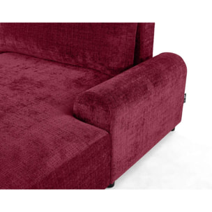 Nelly - canapé d'angle droit 4 places convertible avec coffre en velours texturé - Prune