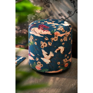 Pouf contenitore Excelsa Fuji in velluto e legno 39x39x43 cm multicolore