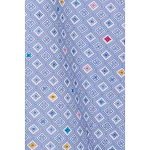 Camicia Uomo 2 Bottoni Button Down Slim Popeline Stampato Celeste/Bianco