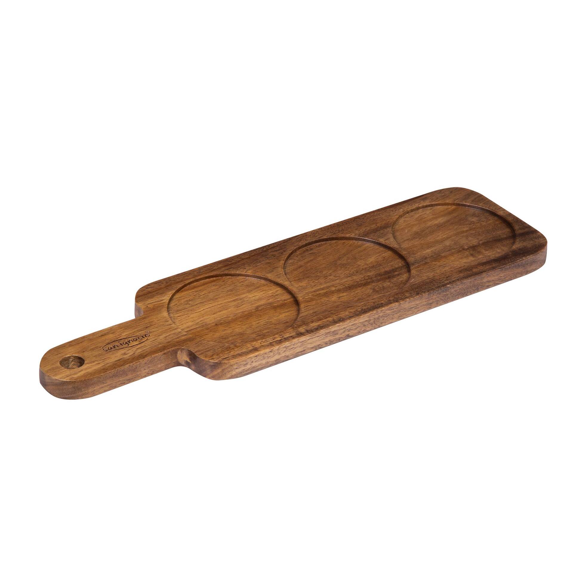 Set de 3 boles para salsa + 1 bandeja de madera san ignacio