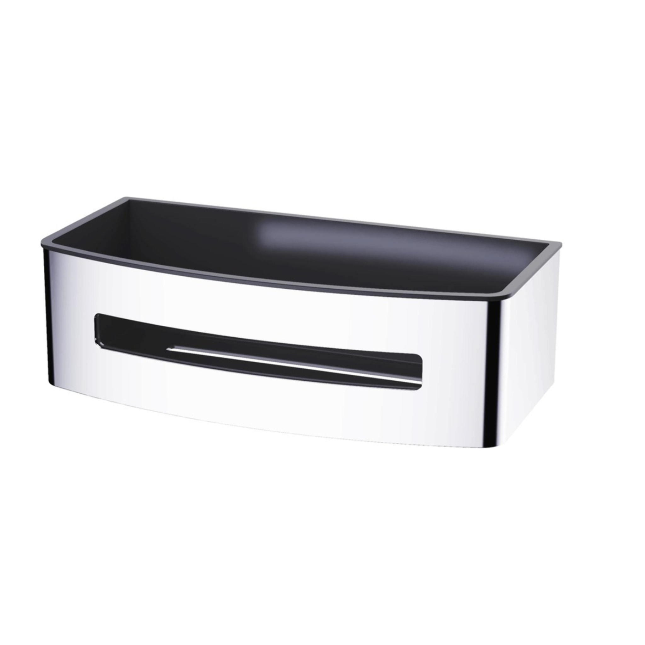 Panier de douche 22 cm en acier inoxydable, Chrome et Noir (SATDPOLCHC)