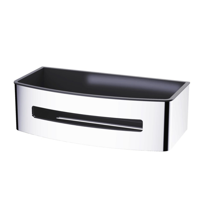 Panier de douche 22 cm en acier inoxydable, Chrome et Noir (SATDPOLCHC)