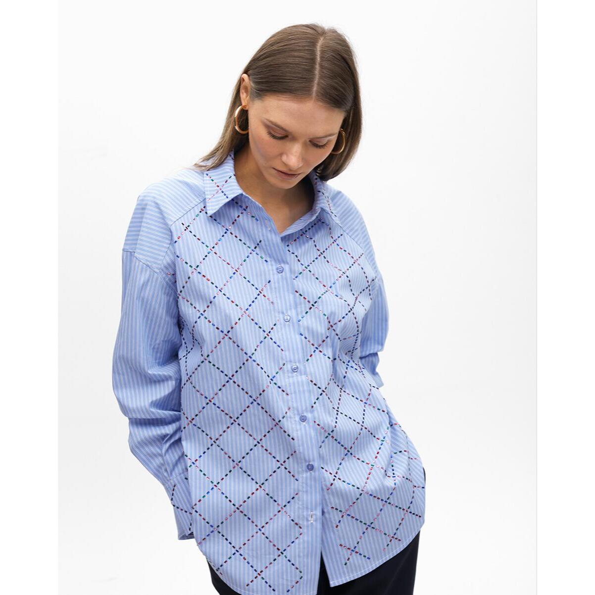 Camicia a Righe con Strass