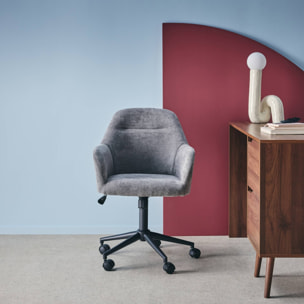 Chaise de bureau à roulettes ajustable métal et tissu gris - L 57 x P 57 x H 85/94.5cm - Stan