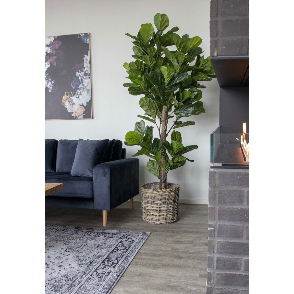 Ficus lyrata artificiale Fiddle Leaf Tree verde H 190 cm