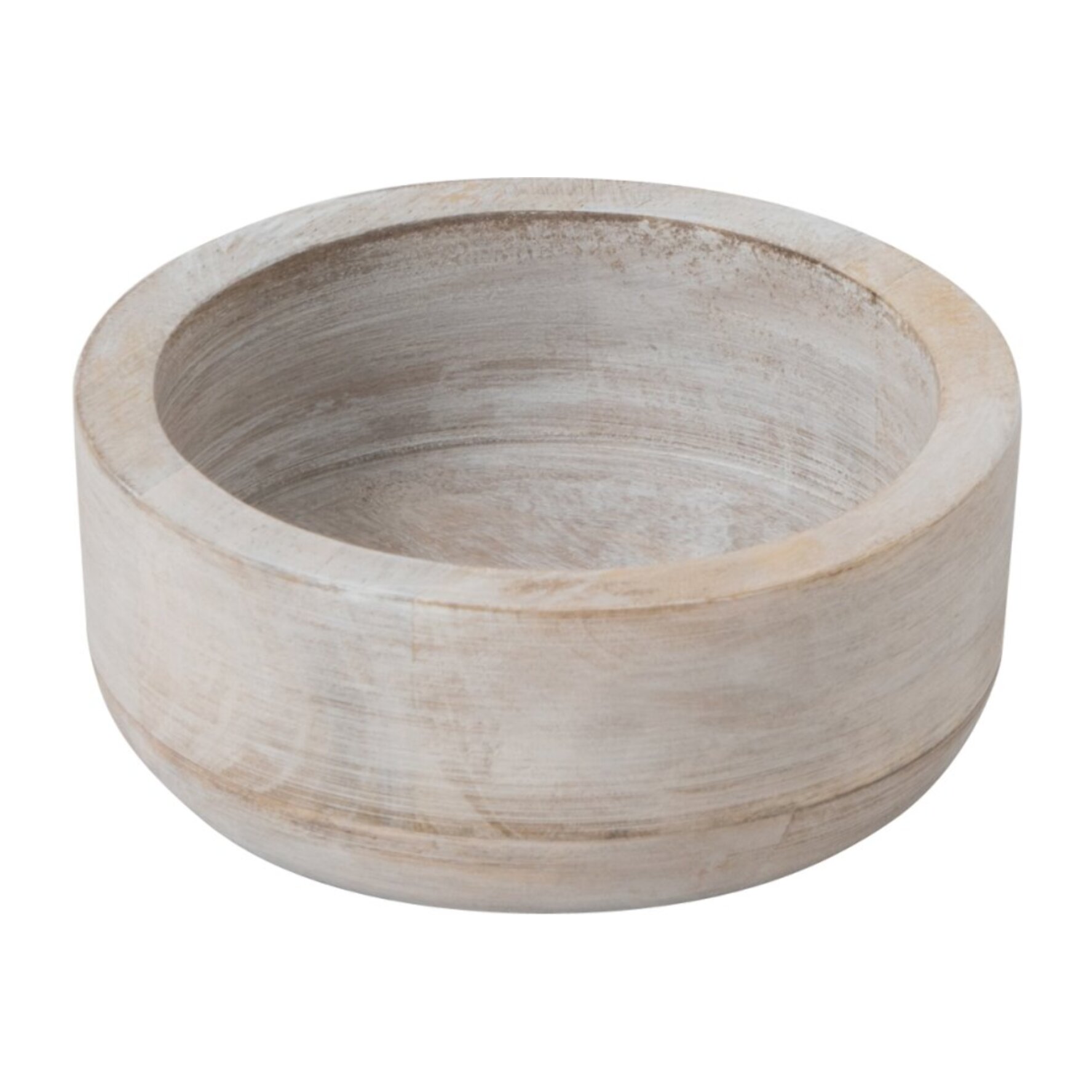 J-Line Bol rond - bois de manguier - blanc - small