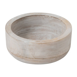 J-Line Bol rond - bois de manguier - blanc - small