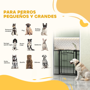 Barrera para Perros Puerta para Perros 76-104 cm Barrera de Seguridad para Mascotas con 2 Extensiones 7/14 cm y Doble Bloqueo para Escaleras y Puertas Negro