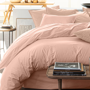 Housse de couette 100% percale coton lavé 80fils rose