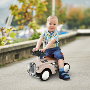 Correpasillos para Bebés de 12 a 36 Meses Coche sin Pedales con Bocina Compartimento de Almacenaje y Volante para Interior y Exterior 58x27x35 cm Crema