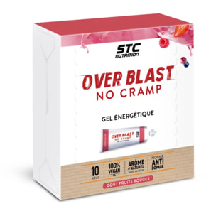 STC NUTRITION - Over Blast® No Cramp - Gel énergétique pour le sport - Nutrition sportive - Limite les sensation de lourdeurs dans les jambes - Goût Fruits rouges - Texture liquide - 10 dosettes - Fruits rouges - Texture liquide