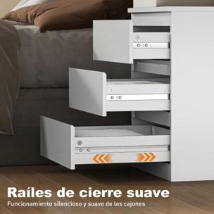 Cómoda 3 Cajones con Cierre Suave, Cómoda Dormitorio, Cajonera para Salón, Oficina, Estilo Moderno, 45x40x52,8 cm, Blanco