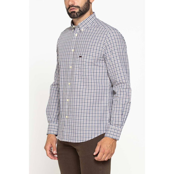 CAMICIA FANTASIA TINTO FILO CON COLLO BUTTON-DOWN