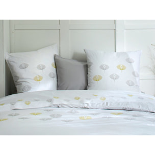 Parure Housse De Couette 3pcs Coton Percale Cammy Gris