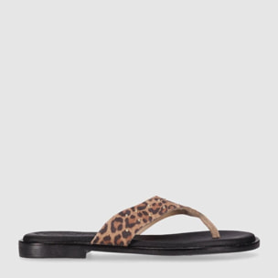 Sandalias de Serraje - Leopardo - Tacón: Bajo