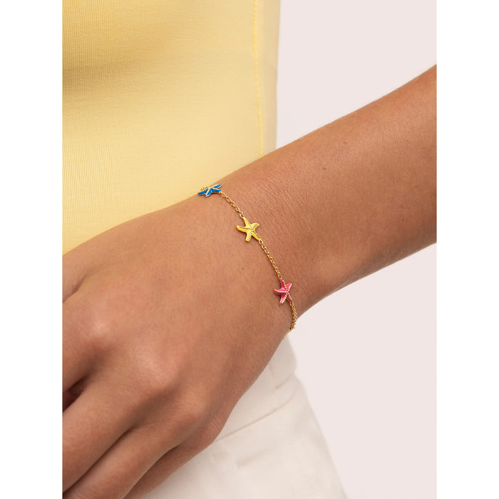 Pulsera Starfish Enamel Colors Baño Oro
