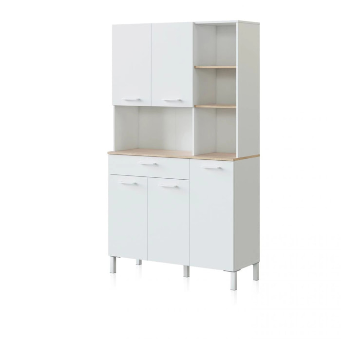 Alacena cocina Colin 5 Puertas Blanco Artik (Blanco Mate) - Roble Canadian