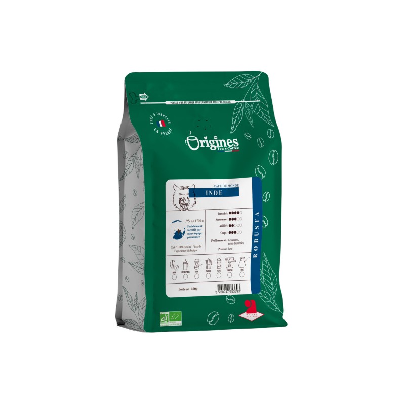 Café Bio Inde - Pur Robusta - Piston 250g