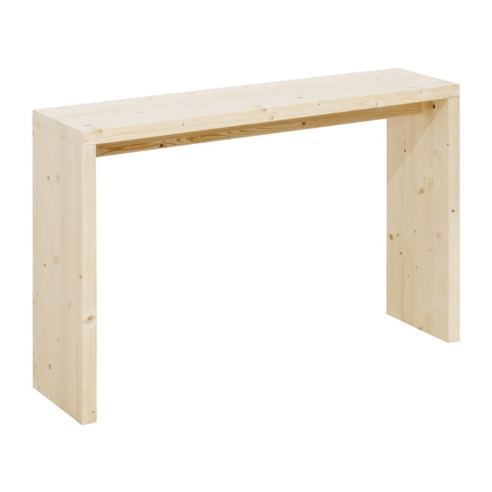 Consola de madera maciza en tono natural de 120x80cm Alto: 80 Largo: 120 Ancho: 30