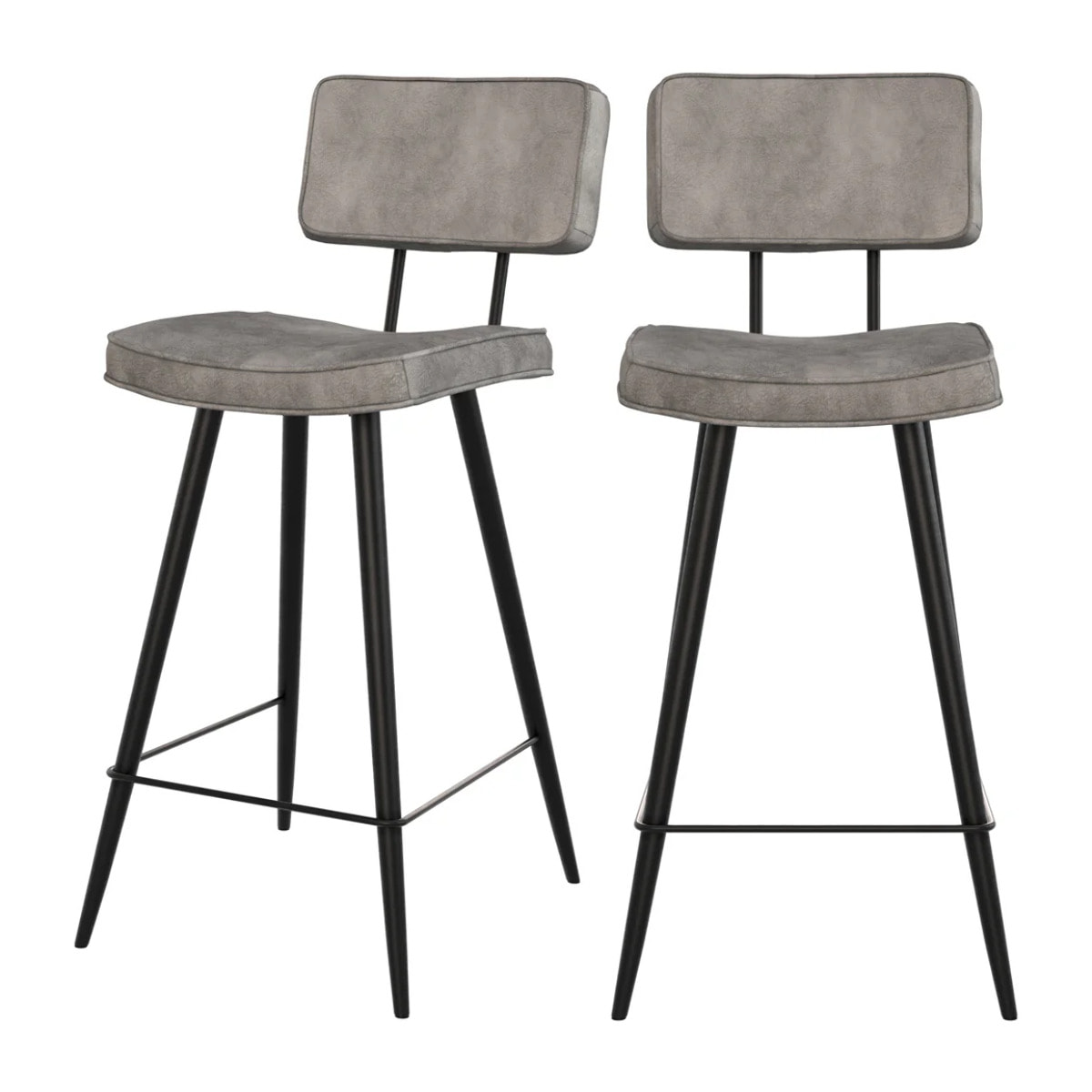 Lot de 2 chaises pour îlot central 66 cm en cuir synthétique gris - Texas