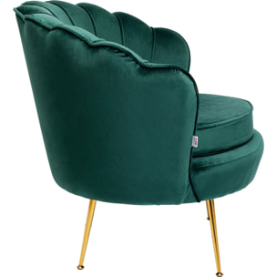 Fauteuil Water Lily velours vert et acier doré Kare Design