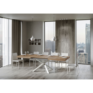 Mesa extensible 90x160/420 cm Volantis Roble Natural estructura blanco