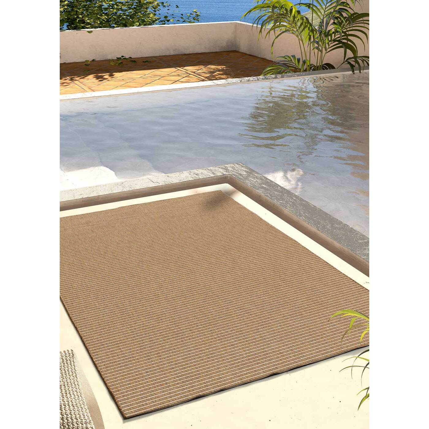 NATURA Alfombra de pasillo exterior natural en beige, 48x200