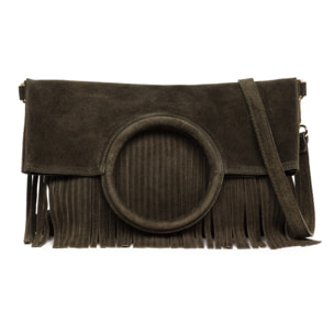 Amendolara borsa a tracolla donna. Pelle vera Camoscio.