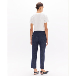 Pantaloni a zampa d'elefante con stampa leopardata blu