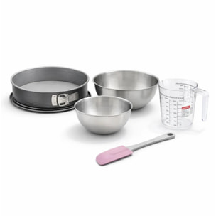 Set pâtisserie avec moule à manqué acier, 2 bols à mixer, verre mesureur et spatule Zenker