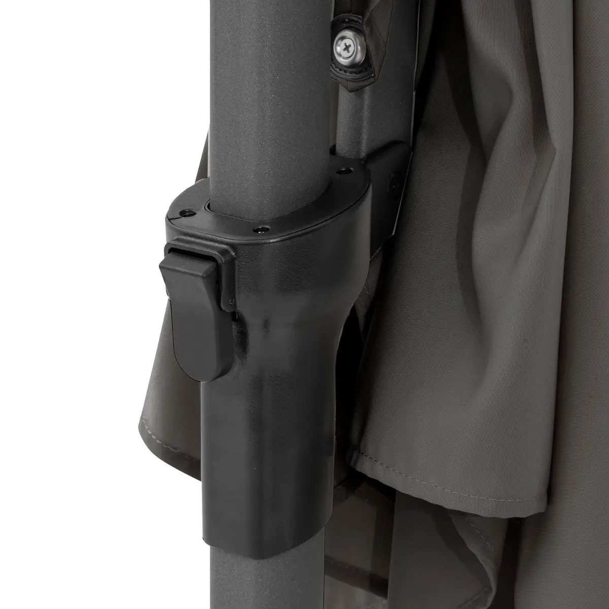 Parasol déporté rond "Naulia" Ardoise 3,3m en acier polyester et nylon