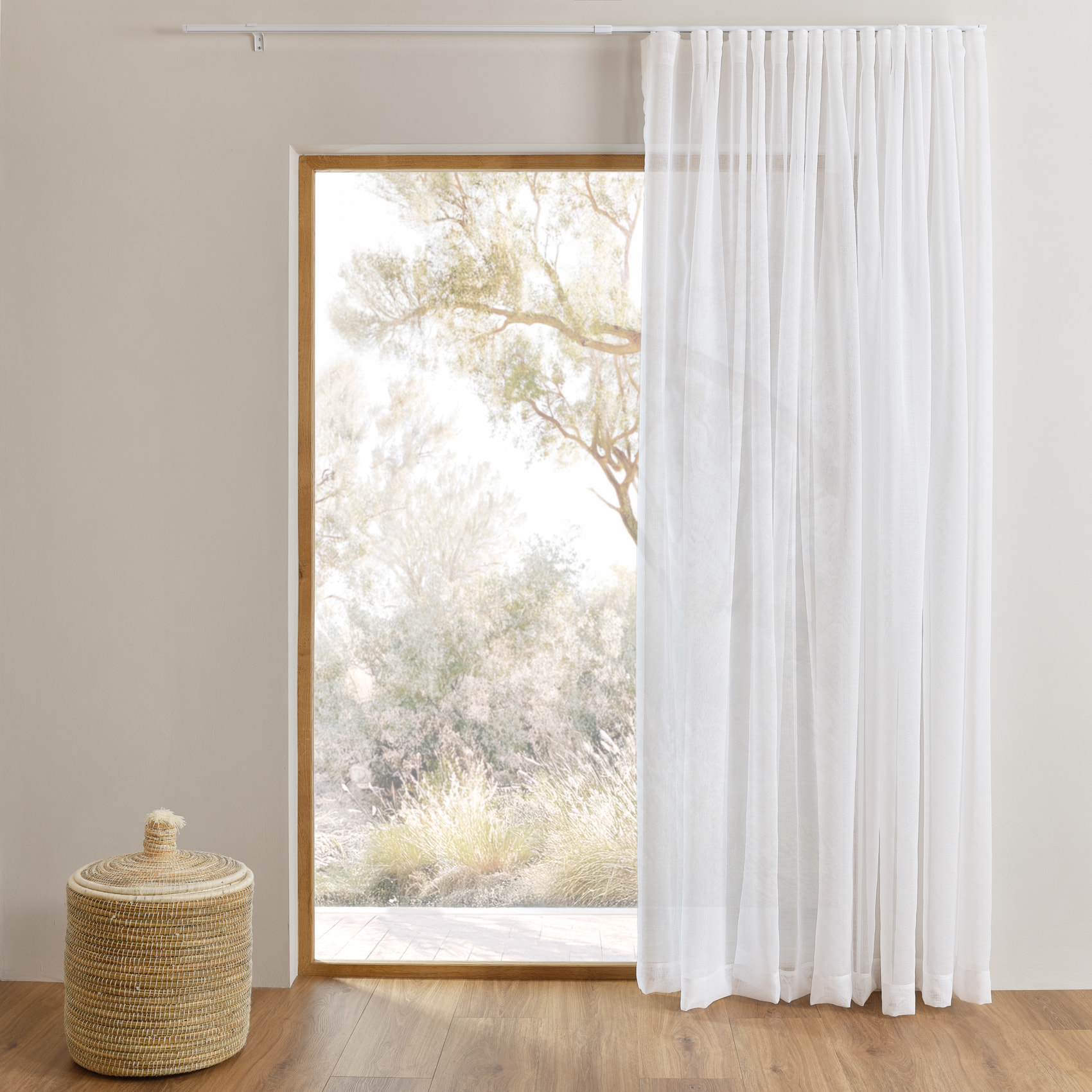 Kit rail extensible + Voilage wave - Blanc