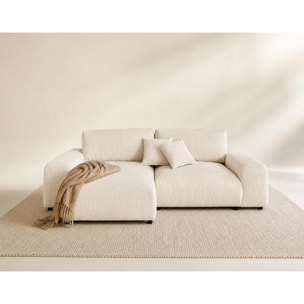 Garance - canapé d'angle réversible - 4 places - en velours côtelé - Beige