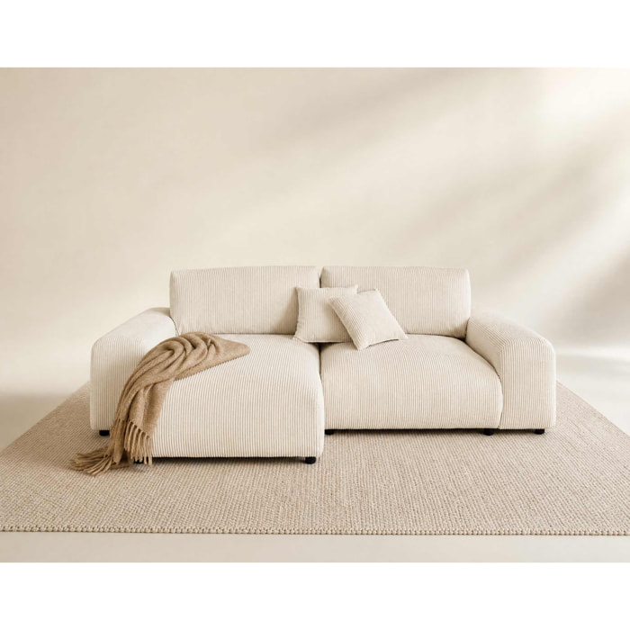 Garance - canapé d'angle réversible - 4 places - en velours côtelé - Beige