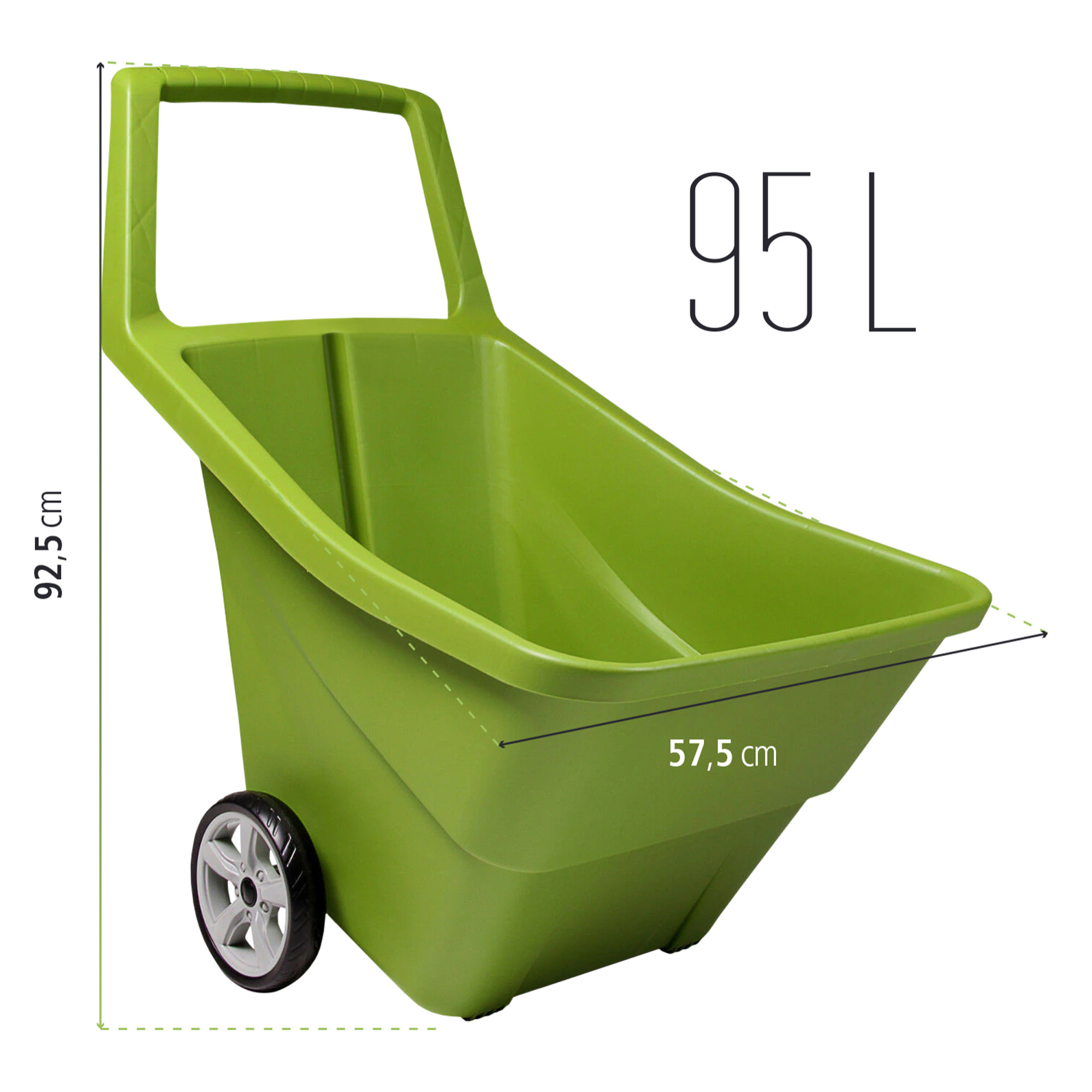 Carro de jardin Prosperplast "Load & Go" 95 L en color verde